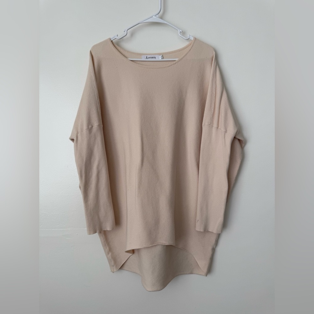ANRABESS Soft Beige Long Sleeve Top